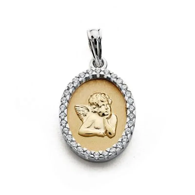 Medalla oro 9k angelito 20mm. [AA0743]