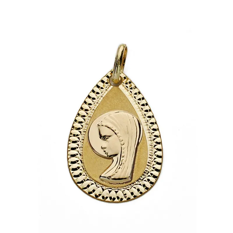 Medalla oro 9k Virgen Niña 20mm. [AA0746]