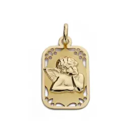 Medalla oro 9k angelito burlón 19mm. [AA0748]