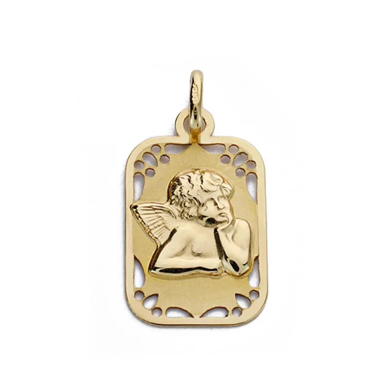 Medalla oro 9k angelito burlón 19mm. [AA0748]