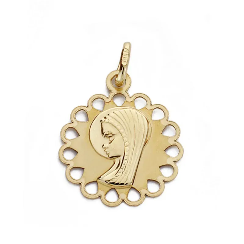 Medalla oro 9k Virgen Niña cerco 18mm. [AA0749]