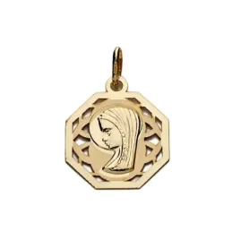 Medalla oro 9k Virgen Niña 17mm. [AA0750]