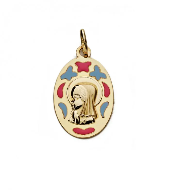 Medalla oro 9k Virgen Niña 21mm. [AA0755]