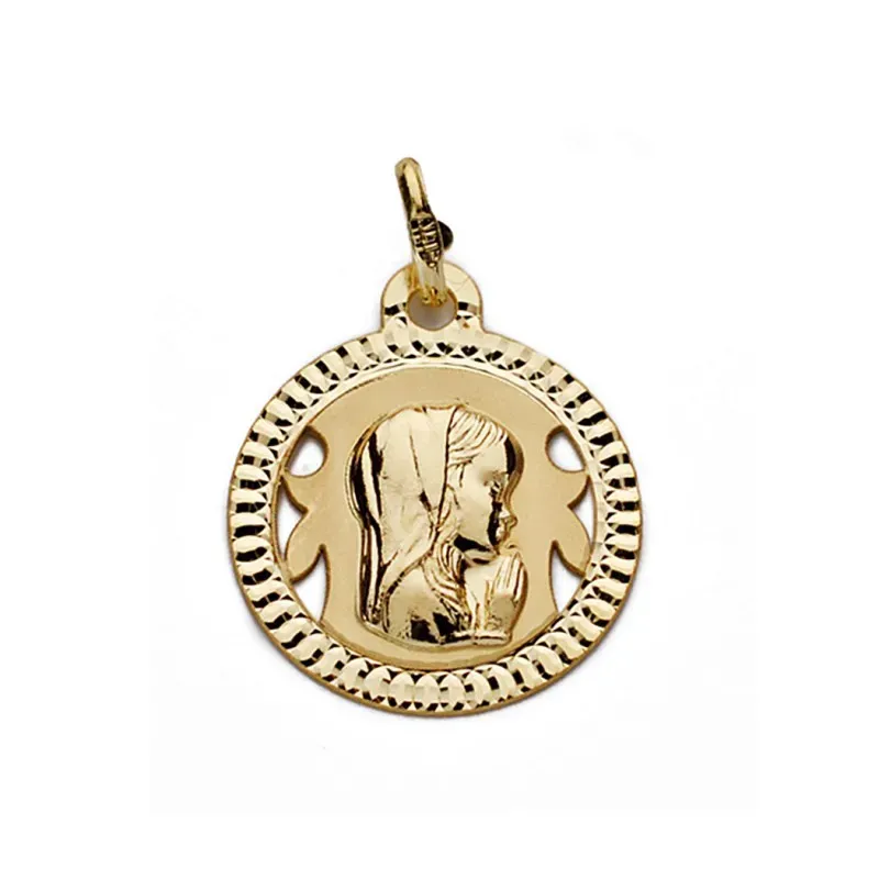 Medalla oro 9k Virgen Niña ligera 16mm. [AA0775]