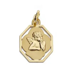 Medalla oro 9k angelito 18mm. [AA0781]