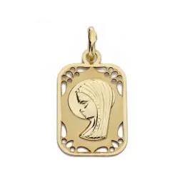Medalla oro 9k Virgen Niña cerco calado 19mm. [AA0786]