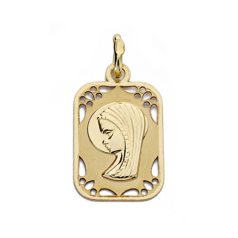 Medalla oro 9k Virgen Niña cerco calado 19mm. [AA0786]