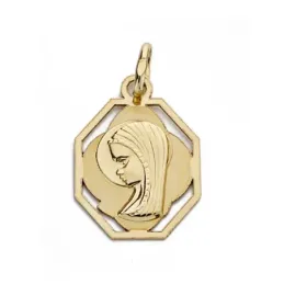 Medalla oro 9k Virgen Niña cerco 17mm. [AA0791]
