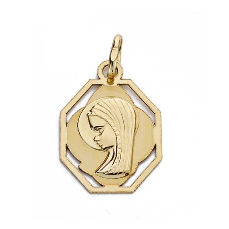 Medalla oro 9k Virgen Niña cerco 17mm. [AA0791]