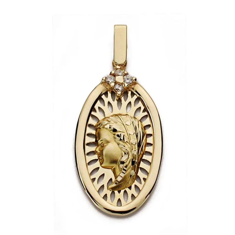 Medalla oro 9k Virgen Niña 29mm. [AA0827]