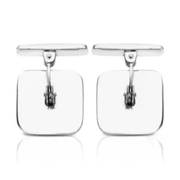 Gemelos oro blanco 18k cuadrados 14mm. detalle lateral [AA0940GR]