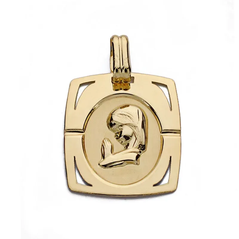 Medalla oro 9k Virgen Niña 20mm. [AA0738]