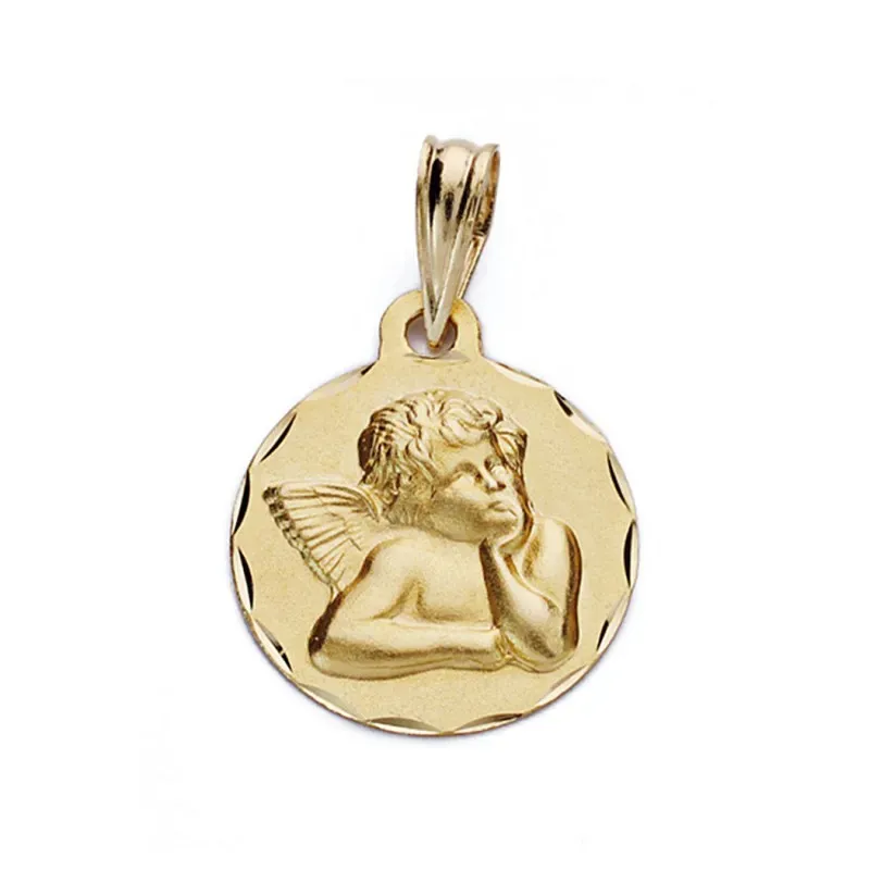 Medalla oro 9k angelito 14mm. [AA0833]