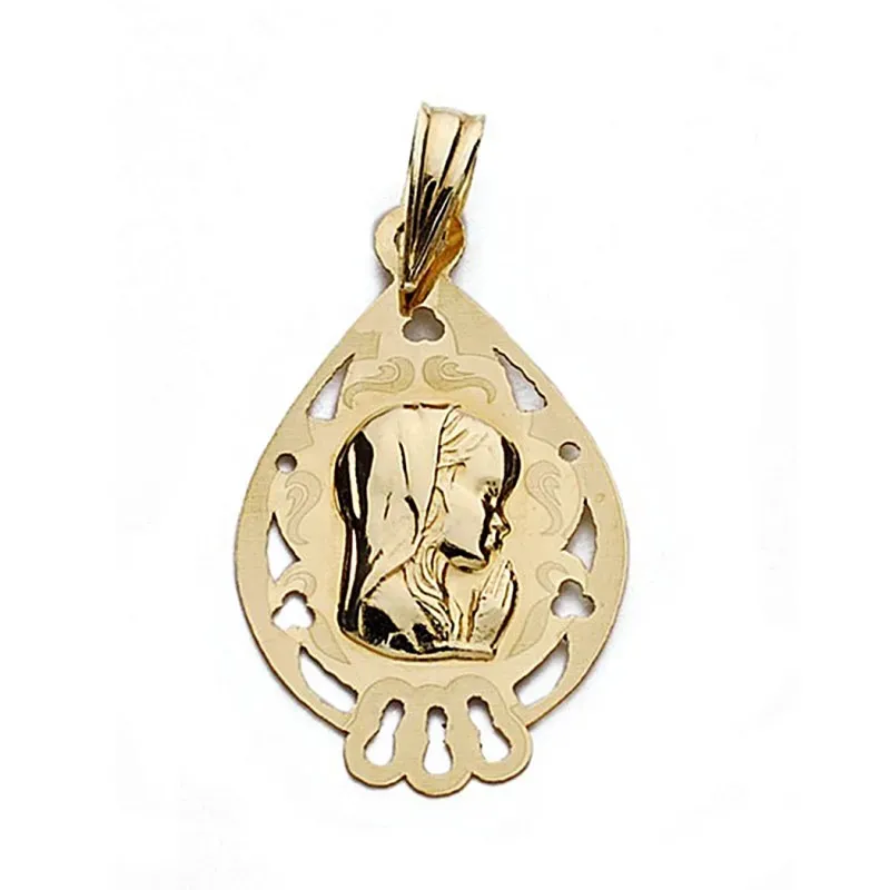 Medalla oro 18k Virgen Niña 22mm. lágrima calada [9007]