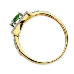 Sortija oro 18k bicolor esmeralda 7mm. circonitas [AA2292]