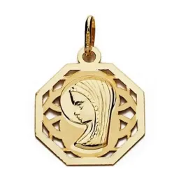 Medalla oro 18k Virgen Niña 20mm. cerco calado [AA7273]