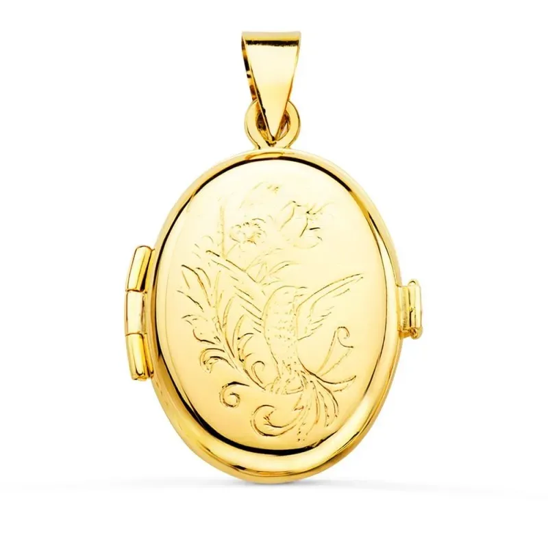 Colgante oro 18k portafotos 29mm. labrado [AA7390]