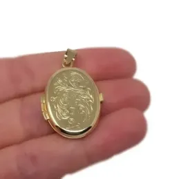 Colgante oro 18k portafotos 29mm. labrado [AA7390]