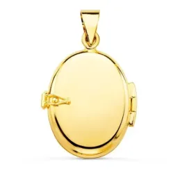 Colgante oro 18k portafotos oval labrado 27mm. [AA7461]