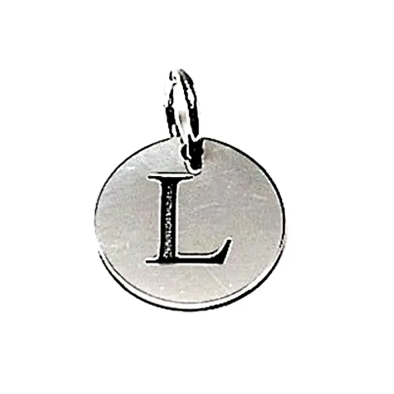 Colgante plata ley 925m liso 12mm. disco letra L asa abierta [AA7761]