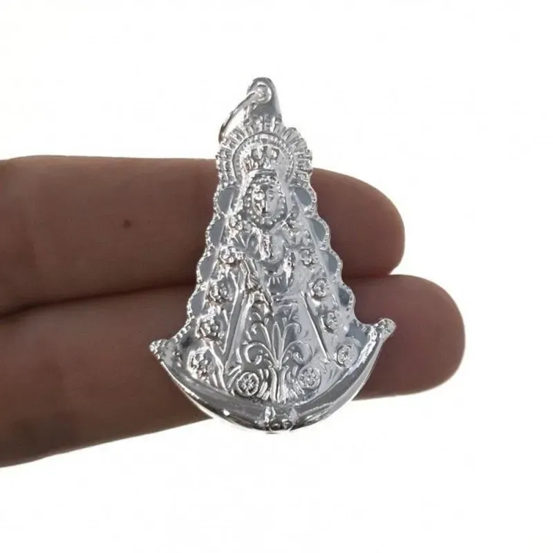 Medalla colgante plata ley 925m 40mm. Virgen Rocío [AA8127]