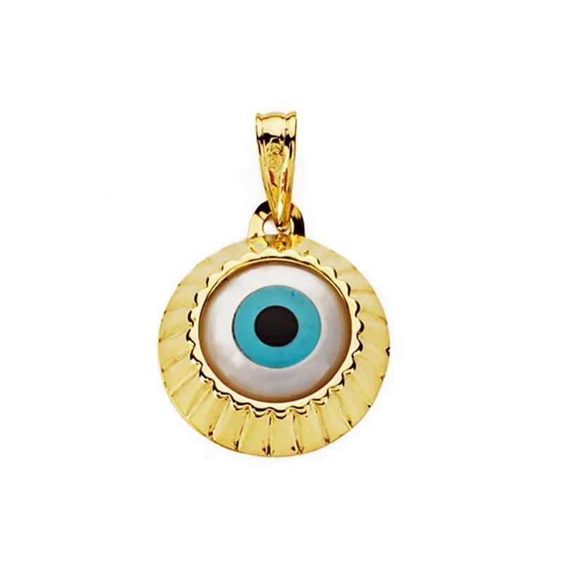 Colgante oro 18k ojo turco 14mm. [AA1836]