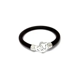 Pulsera plata ley 925m motivo estrella cuero [AA9897]