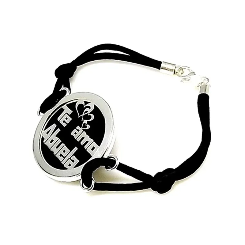 Pulsera plata ley 925m círculo 30mm cerco TE AMO ABUELA [AA9946]