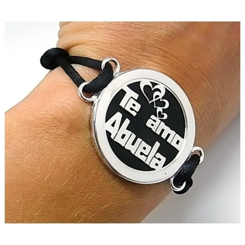 Pulsera plata ley 925m círculo 30mm cerco TE AMO ABUELA [AA9946]
