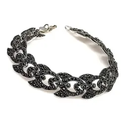 Pulsera plata ley 925m piedras marquesitas  [AA9965]