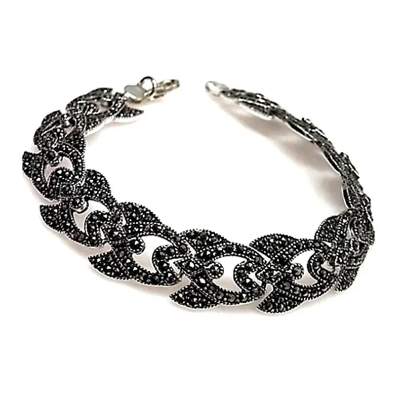 Pulsera plata ley 925m piedras marquesitas  [AA9965]