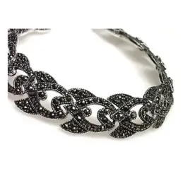 Pulsera plata ley 925m piedras marquesitas  [AA9965]