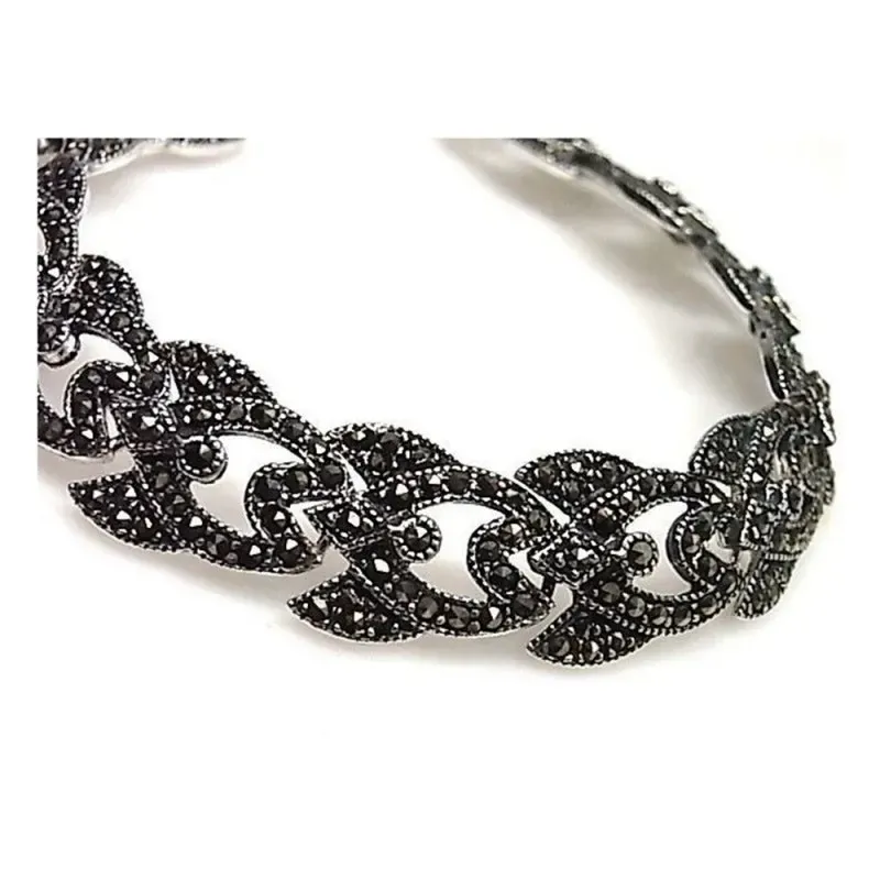 Pulsera plata ley 925m piedras marquesitas  [AA9965]