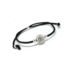 Pulsera plata ley 925m bolitas piedra imitación engomada [AB0006]