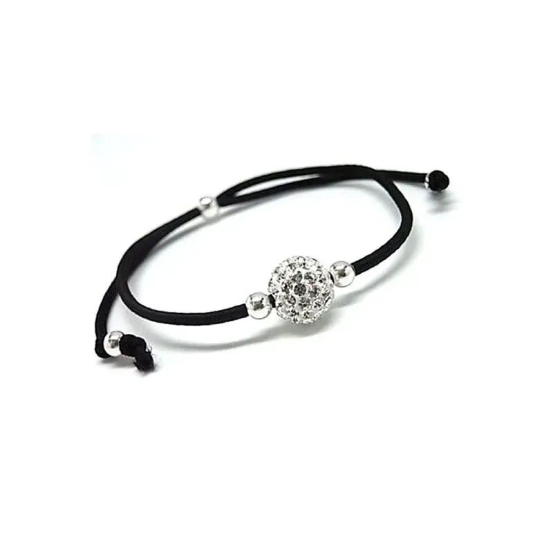 Pulsera plata ley 925m bolitas piedra imitación engomada [AB0006]