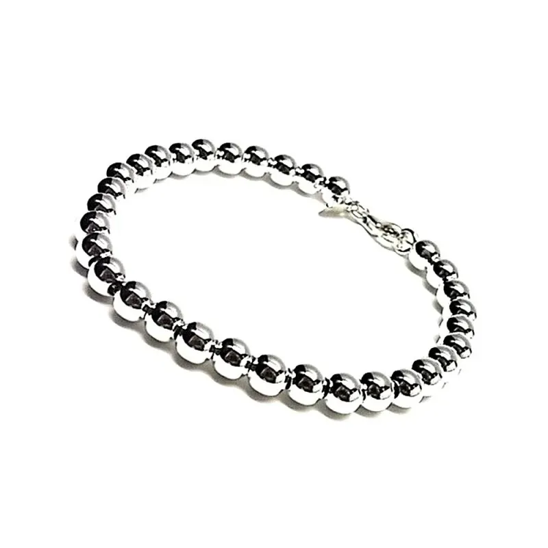 Pulsera plata ley 925m bolas continuas 6mm. [AB0014]