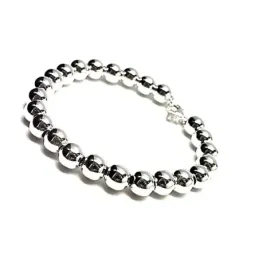 Pulsera plata ley 925m bolas continua 8mm. [AB0015]