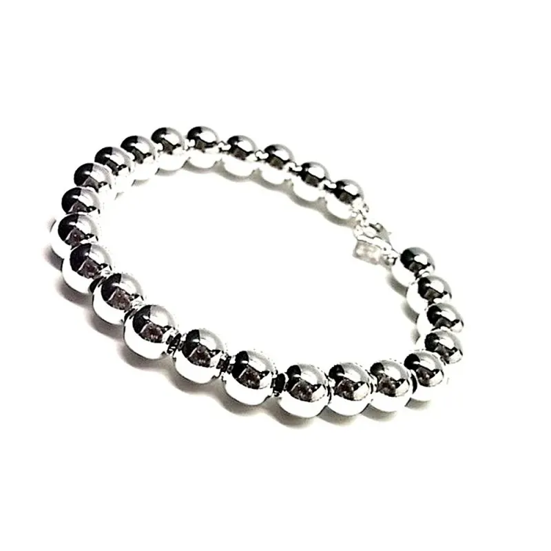 Pulsera plata ley 925m bolas continua 8mm. [AB0015]