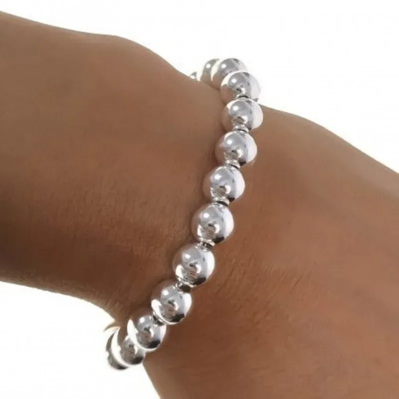 Pulsera plata ley 925m bolas continua 8mm. [AB0015]