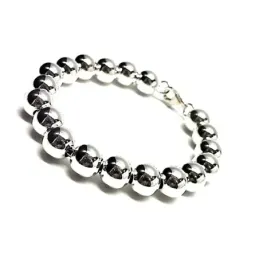 Pulsera plata ley 925m bolas continua 10mm. [AB0016]