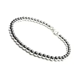 Pulsera plata ley 925m bolas 4mm. continua [AB0029]