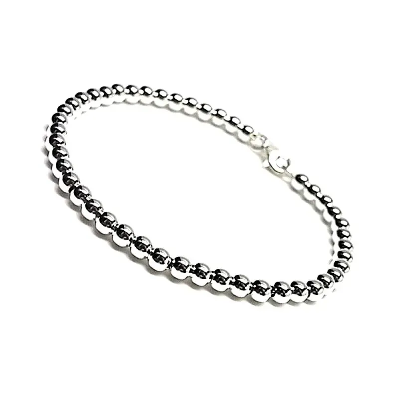 Pulsera plata ley 925m bolas 4mm. continua [AB0029]