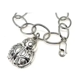 Pulsera plata ley 925m eslabones mariquita electroforming [AB0032]