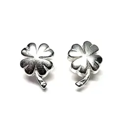 Pendientes plata ley 925m liso trébol 13mm. [AB0611]