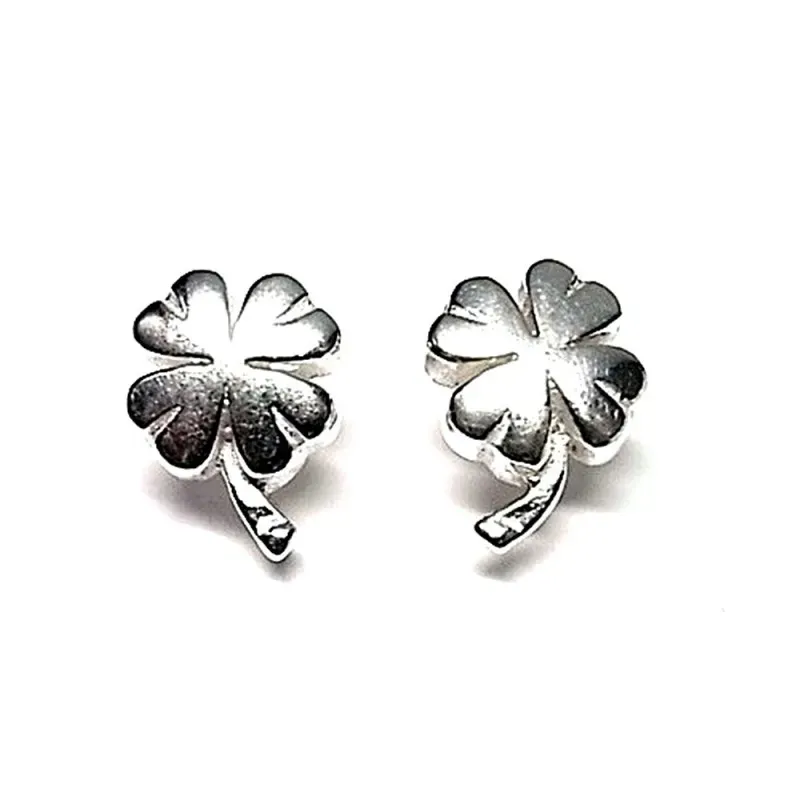 Pendientes plata ley 925m liso trébol 13mm. [AB0611]