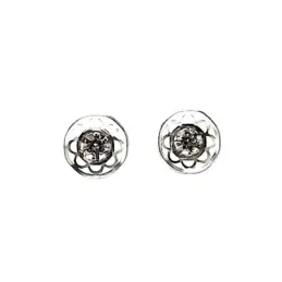 Pendientes plata ley 925m liso flor calada circonita 6mm.  [AB0619]