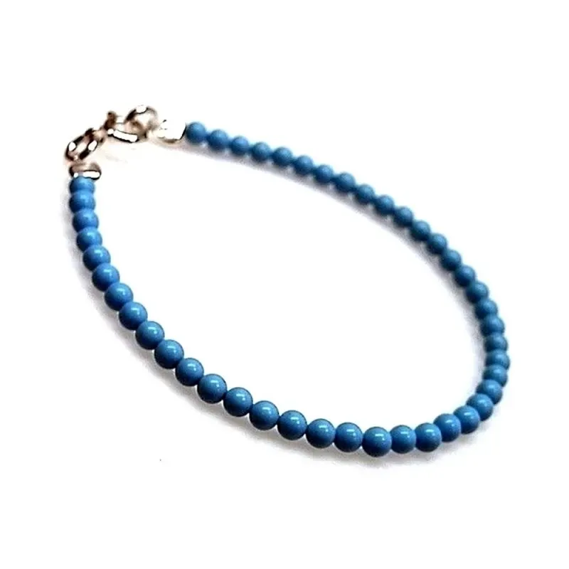 Pulsera plata ley 925m piedras color turquesa 3mm. [AB0658]