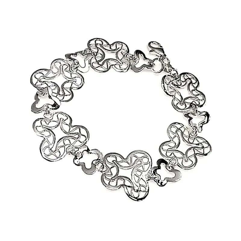 Pulsera plata ley 925m lisa eslabones irregulares [AB0108]