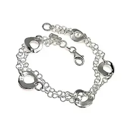 Pulsera plata ley 925m lisa doble cadena [AB0120]