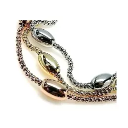 Pulsera plata ley 925m lisa coreana tricolor toneles [AB0125]